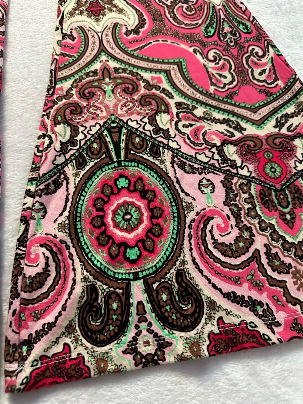 Free People Boho Harper Printed Pull On High Rise Flare Pants Hot Pink Combo XS
